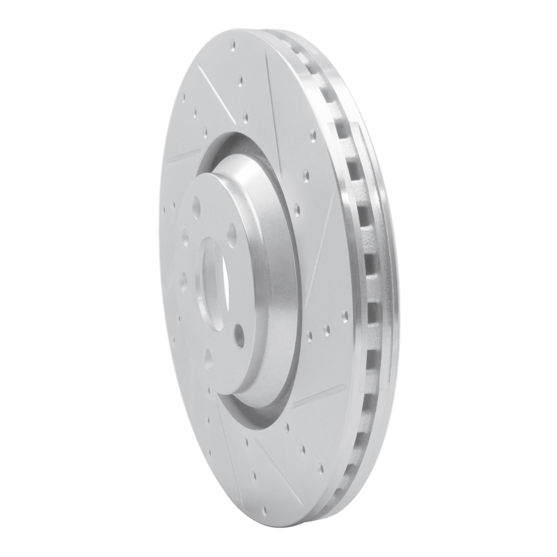 Audi TTS Quattro Brake Rotor (1) - Front Right - R1 Concepts - Drilled & Slotted - Silver - `12-`15